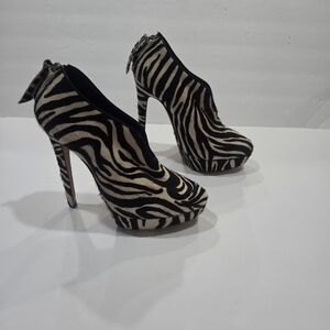 Tanya Spinelli Zebra Print High Heel Platform Booties -  Sz.38,5 Pony Hair